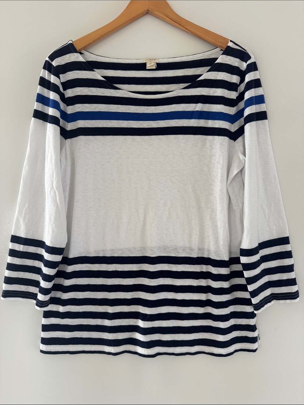J CREW Women’s XL Sailor Nautical Tee Shirt Engineered Stripe Top Cotton